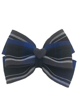 Back to School Uniform Plaid Small Bow with Heart Button Center- Plaid 32 62